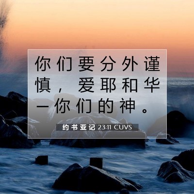 Picture 07 - 约 书 亚 记 23:11 CUVS - 你 们 要 分 外 谨 慎 ， 爱 耶 和 华 - Bible Verse Picture