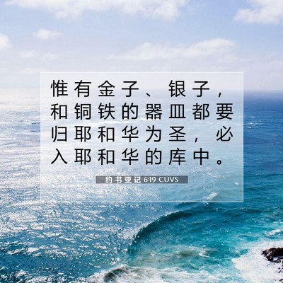 Picture 07 - 约 书 亚 记 6:19 CUVS - 惟 有 金 子 、 银 子 ， 和 铜 铁 的 - Bible Verse Picture