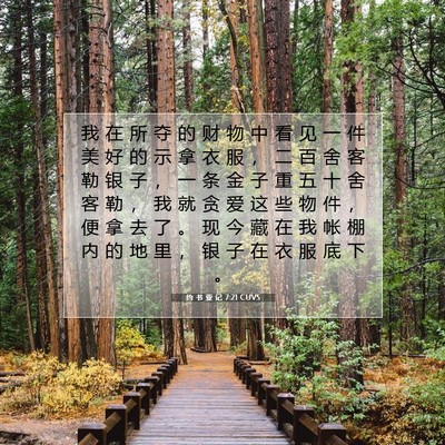 Picture 07 - 约 书 亚 记 7:21 CUVS - 我 在 所 夺 的 财 物 中 看 见 一 件 - Bible Verse Picture