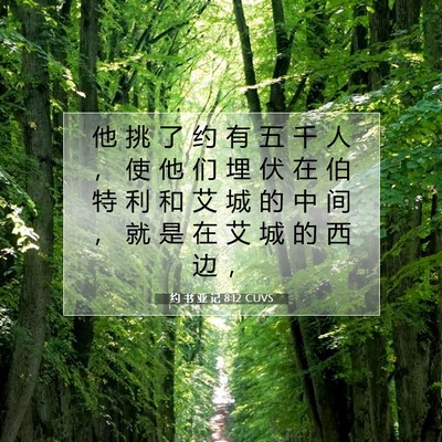Picture 07 - 约 书 亚 记 8:12 CUVS - 他 挑 了 约 有 五 千 人 ， 使 他 们 - Bible Verse Picture