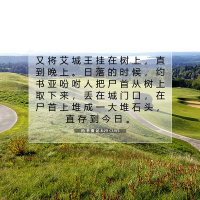 Picture 07 - 约 书 亚 记 8:29 CUVS - 又 将 艾 城 王 挂 在 树 上 ， 直 到 - Bible Verse Picture