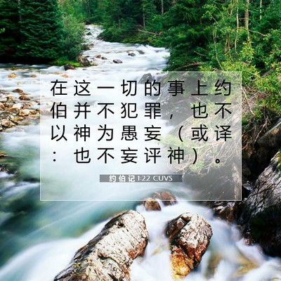 Picture 07 - 约 伯 记 1:22 CUVS - 在 这 一 切 的 事 上 约 伯 并 不 犯 - Bible Verse Picture