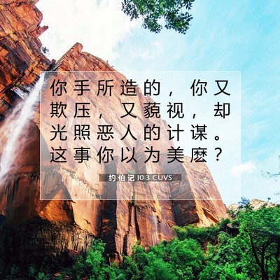 Picture 07 - 约 伯 记 10:3 CUVS - 你 手 所 造 的 ， 你 又 欺 压 ， 又 - Bible Verse Picture