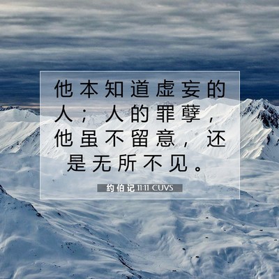 Picture 07 - 约 伯 记 11:11 CUVS - 他 本 知 道 虚 妄 的 人 ； 人 的 罪 - Bible Verse Picture