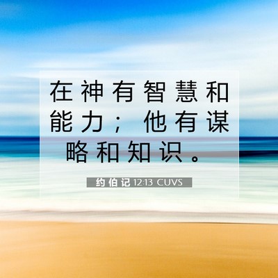 Picture 07 - 约 伯 记 12:13 CUVS - 在 神 有 智 慧 和 能 力 ； 他 有 谋 - Bible Verse Picture