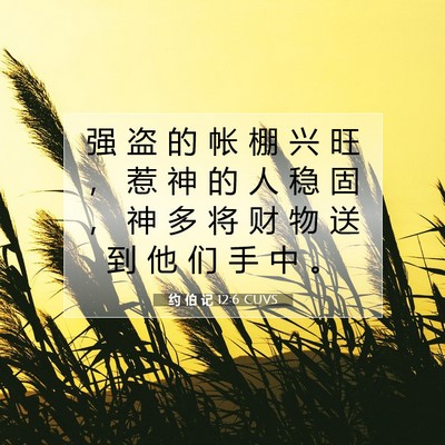 Picture 07 - 约 伯 记 12:6 CUVS - 强 盗 的 帐 棚 兴 旺 ， 惹 神 的 人 - Bible Verse Picture