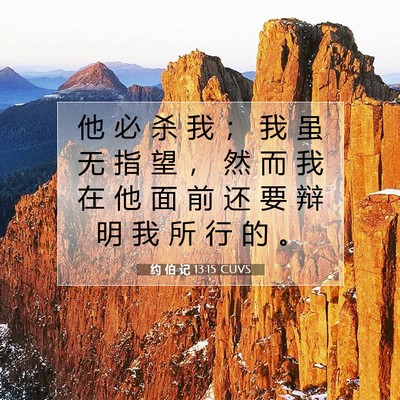 Picture 07 - 约 伯 记 13:15 CUVS - 他 必 杀 我 ； 我 虽 无 指 望 ， 然 - Bible Verse Picture