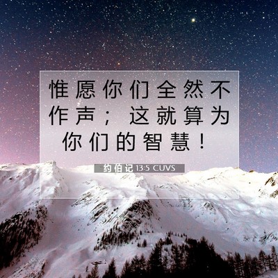 Picture 07 - 约 伯 记 13:5 CUVS - 惟 愿 你 们 全 然 不 作 声 ； 这 就 - Bible Verse Picture
