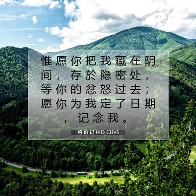 Picture 07 - 约 伯 记 14:13 CUVS - 惟 愿 你 把 我 藏 在 阴 间 ， 存 於 - Bible Verse Picture