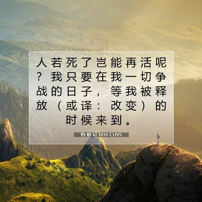 Picture 07 - 约 伯 记 14:14 CUVS - 人 若 死 了 岂 能 再 活 呢 ？ 我 只 - Bible Verse Picture