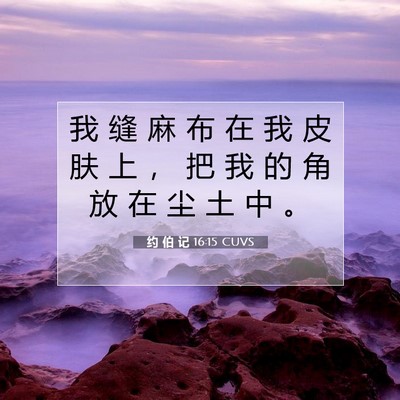Picture 07 - 约 伯 记 16:15 CUVS - 我 缝 麻 布 在 我 皮 肤 上 ， 把 我 - Bible Verse Picture