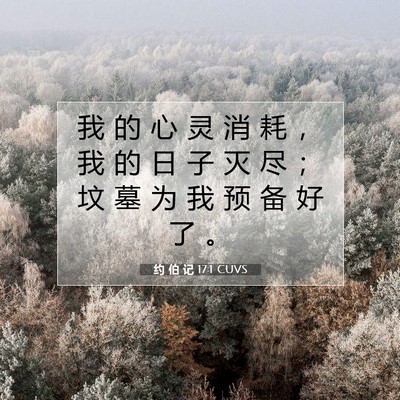 Picture 07 - 约 伯 记 17:1 CUVS - 我 的 心 灵 消 耗 ， 我 的 日 子 灭 - Bible Verse Picture
