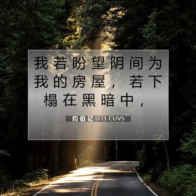 Picture 07 - 约 伯 记 17:13 CUVS - 我 若 盼 望 阴 间 为 我 的 房 屋 ， - Bible Verse Picture