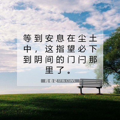Picture 07 - 约 伯 记 17:16 CUVS - 等 到 安 息 在 尘 土 中 ， 这 指 望 - Bible Verse Picture