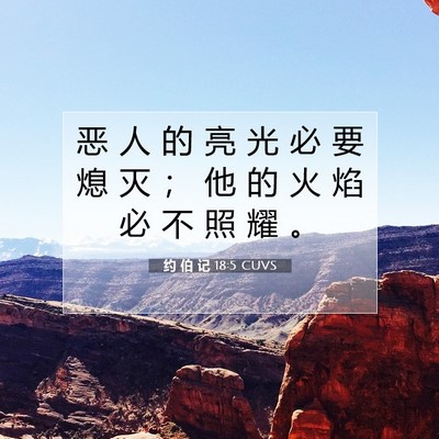 Picture 07 - 约 伯 记 18:5 CUVS - 恶 人 的 亮 光 必 要 熄 灭 ； 他 的 - Bible Verse Picture
