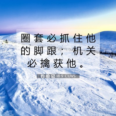 Picture 07 - 约 伯 记 18:9 CUVS - 圈 套 必 抓 住 他 的 脚 跟 ； 机 关 - Bible Verse Picture