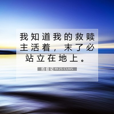 Picture 07 - 约 伯 记 19:25 CUVS - 我 知 道 我 的 救 赎 主 活 着 ， 末 - Bible Verse Picture