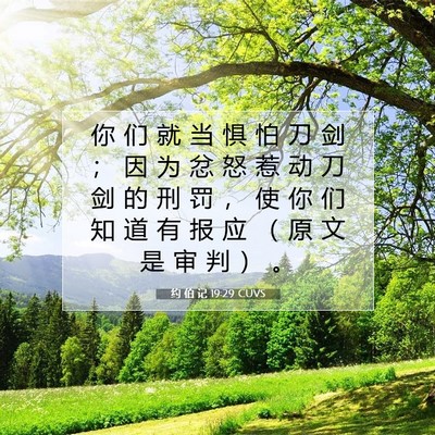 Picture 07 - 约 伯 记 19:29 CUVS - 你 们 就 当 惧 怕 刀 剑 ； 因 为 忿 - Bible Verse Picture