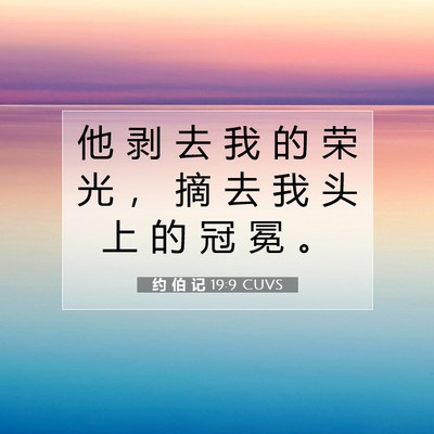 Picture 07 - 约 伯 记 19:9 CUVS - 他 剥 去 我 的 荣 光 ， 摘 去 我 头 - Bible Verse Picture