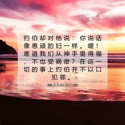 Picture 07 - 约 伯 记 2:10 CUVS - 约 伯 却 对 他 说 ： 你 说 话 像 愚 - Bible Verse Picture