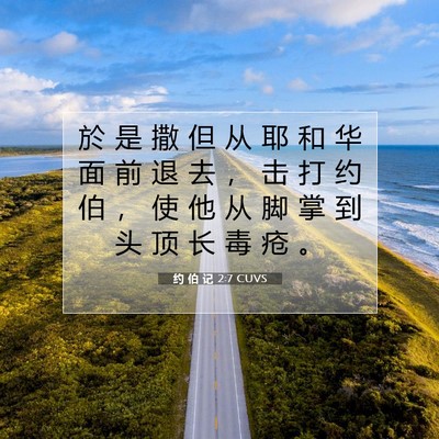 Picture 07 - 约 伯 记 2:7 CUVS - 於 是 撒 但 从 耶 和 华 面 前 退 去 - Bible Verse Picture