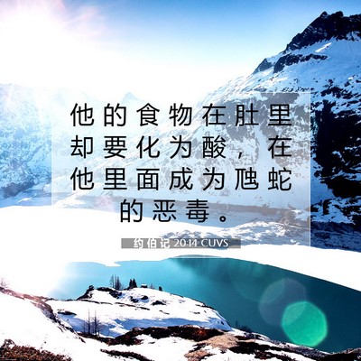 Picture 07 - 约 伯 记 20:14 CUVS - 他 的 食 物 在 肚 里 却 要 化 为 酸 - Bible Verse Picture