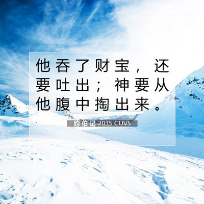 Picture 07 - 约 伯 记 20:15 CUVS - 他 吞 了 财 宝 ， 还 要 吐 出 ； 神 - Bible Verse Picture