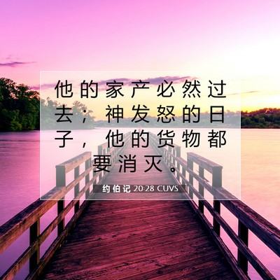 Picture 07 - 约 伯 记 20:28 CUVS - 他 的 家 产 必 然 过 去 ； 神 发 怒 - Bible Verse Picture