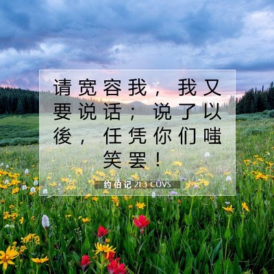 Picture 07 - 约 伯 记 21:3 CUVS - 请 宽 容 我 ， 我 又 要 说 话 ； 说 - Bible Verse Picture
