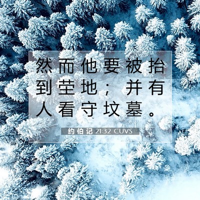 Picture 07 - 约 伯 记 21:32 CUVS - 然 而 他 要 被 抬 到 茔 地 ； 并 有 - Bible Verse Picture