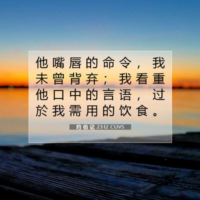 Picture 07 - 约 伯 记 23:12 CUVS - 他 嘴 唇 的 命 令 ， 我 未 曾 背 弃 - Bible Verse Picture