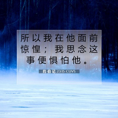 Picture 07 - 约 伯 记 23:15 CUVS - 所 以 我 在 他 面 前 惊 惶 ； 我 思 - Bible Verse Picture