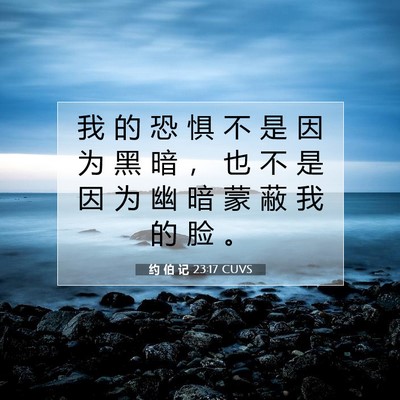 Picture 07 - 约 伯 记 23:17 CUVS - 我 的 恐 惧 不 是 因 为 黑 暗 ， 也 - Bible Verse Picture
