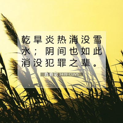 Picture 07 - 约 伯 记 24:19 CUVS - 乾 旱 炎 热 消 没 雪 水 ； 阴 间 也 - Bible Verse Picture