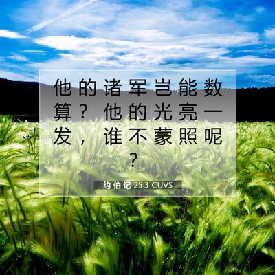 Picture 07 - 约 伯 记 25:3 CUVS - 他 的 诸 军 岂 能 数 算 ？ 他 的 光 - Bible Verse Picture