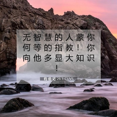 Picture 07 - 约 伯 记 26:3 CUVS - 无 智 慧 的 人 蒙 你 何 等 的 指 教 - Bible Verse Picture