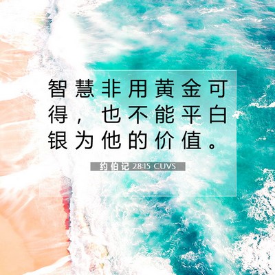 Picture 07 - 约 伯 记 28:15 CUVS - 智 慧 非 用 黄 金 可 得 ， 也 不 能 - Bible Verse Picture