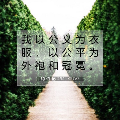 Picture 07 - 约 伯 记 29:14 CUVS - 我 以 公 义 为 衣 服 ， 以 公 平 为 - Bible Verse Picture
