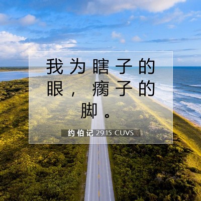 Picture 07 - 约 伯 记 29:15 CUVS - 我 为 瞎 子 的 眼 ， 瘸 子 的 脚 - Bible Verse Picture