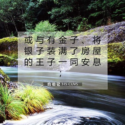 Picture 07 - 约 伯 记 3:15 CUVS - 或 与 有 金 子 、 将 银 子 装 满 了 - Bible Verse Picture