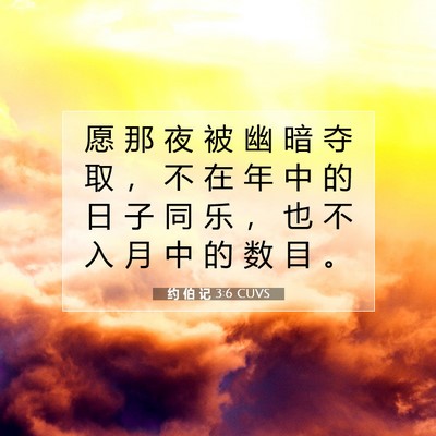 Picture 07 - 约 伯 记 3:6 CUVS - 愿 那 夜 被 幽 暗 夺 取 ， 不 在 年 - Bible Verse Picture