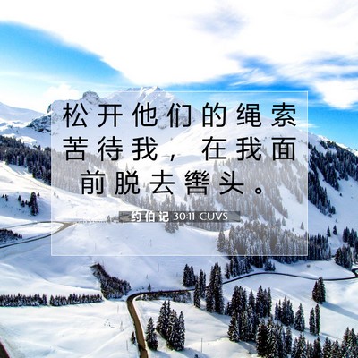 Picture 07 - 约 伯 记 30:11 CUVS - 松 开 他 们 的 绳 索 苦 待 我 ， 在 - Bible Verse Picture