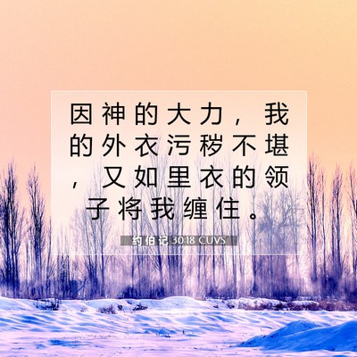 Picture 07 - 约 伯 记 30:18 CUVS - 因 神 的 大 力 ， 我 的 外 衣 污 秽 - Bible Verse Picture