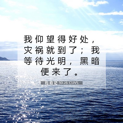 Picture 07 - 约 伯 记 30:26 CUVS - 我 仰 望 得 好 处 ， 灾 祸 就 到 了 - Bible Verse Picture