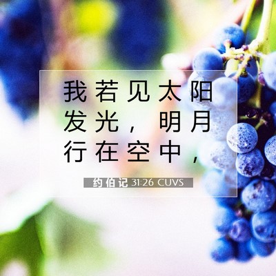Picture 07 - 约 伯 记 31:26 CUVS - 我 若 见 太 阳 发 光 ， 明 月 行 在 - Bible Verse Picture