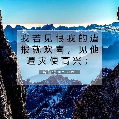 Picture 07 - 约 伯 记 31:29 CUVS - 我 若 见 恨 我 的 遭 报 就 欢 喜 ， - Bible Verse Picture