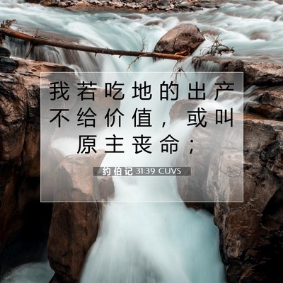 Picture 07 - 约 伯 记 31:39 CUVS - 我 若 吃 地 的 出 产 不 给 价 值 ， - Bible Verse Picture