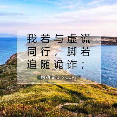 Picture 07 - 约 伯 记 31:5 CUVS - 我 若 与 虚 谎 同 行 ， 脚 若 追 随 - Bible Verse Picture