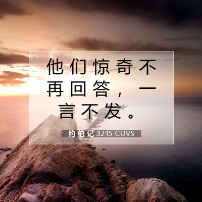 Picture 07 - 约 伯 记 32:15 CUVS - 他 们 惊 奇 不 再 回 答 ， 一 言 不 - Bible Verse Picture