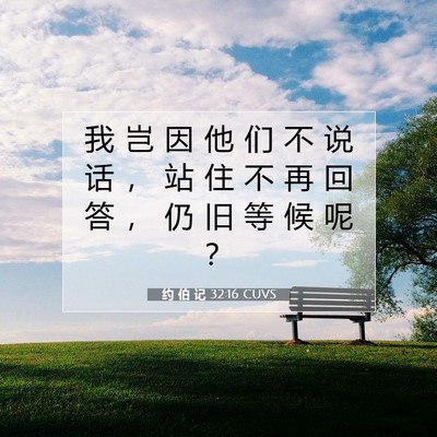 Picture 07 - 约 伯 记 32:16 CUVS - 我 岂 因 他 们 不 说 话 ， 站 住 不 - Bible Verse Picture
